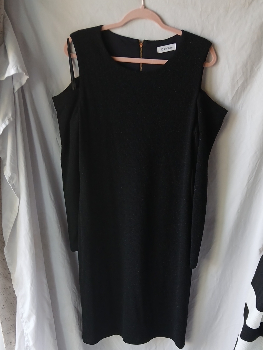 Calvin Klein Black Cold-Shoulder Long Sleeve Dress